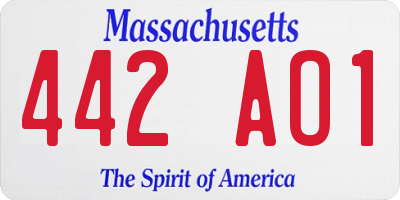 MA license plate 442AO1