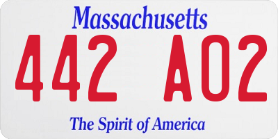 MA license plate 442AO2