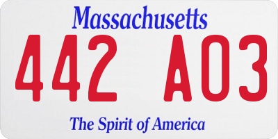 MA license plate 442AO3