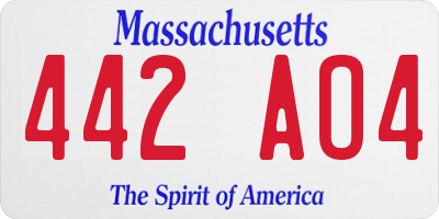 MA license plate 442AO4