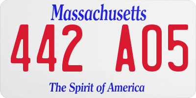 MA license plate 442AO5