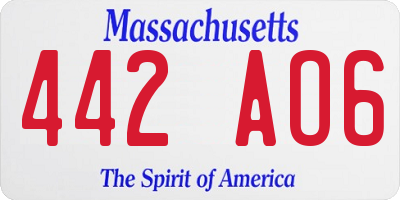 MA license plate 442AO6
