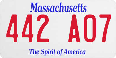 MA license plate 442AO7