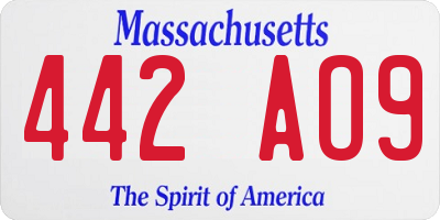 MA license plate 442AO9
