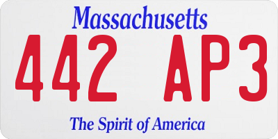 MA license plate 442AP3