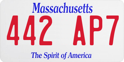 MA license plate 442AP7
