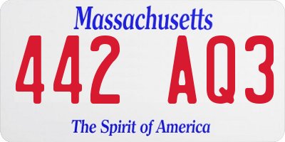 MA license plate 442AQ3