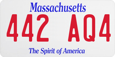 MA license plate 442AQ4