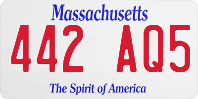 MA license plate 442AQ5