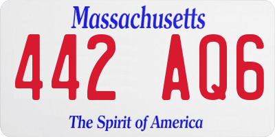 MA license plate 442AQ6