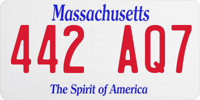 MA license plate 442AQ7