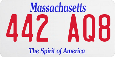 MA license plate 442AQ8