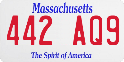 MA license plate 442AQ9