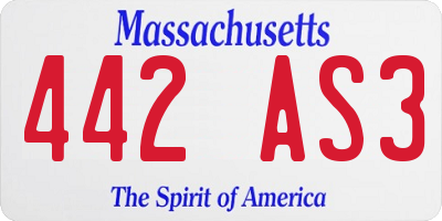 MA license plate 442AS3