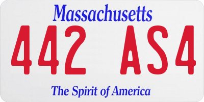 MA license plate 442AS4