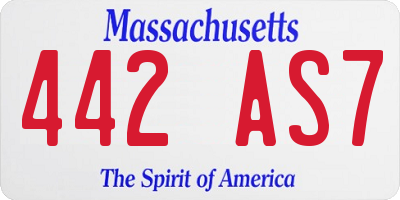 MA license plate 442AS7