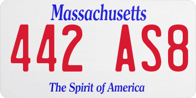 MA license plate 442AS8