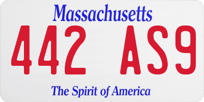 MA license plate 442AS9
