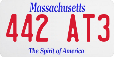 MA license plate 442AT3