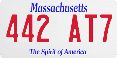 MA license plate 442AT7