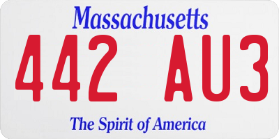 MA license plate 442AU3