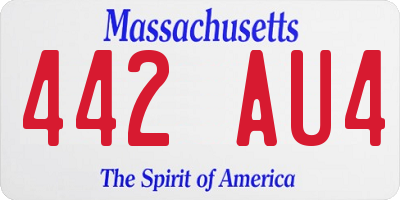 MA license plate 442AU4