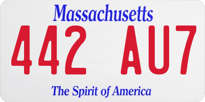 MA license plate 442AU7