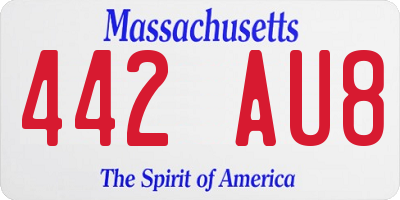 MA license plate 442AU8