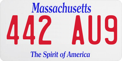 MA license plate 442AU9