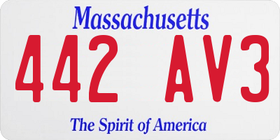 MA license plate 442AV3