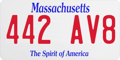 MA license plate 442AV8
