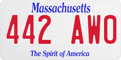 MA license plate 442AW0