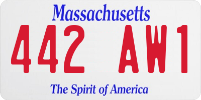 MA license plate 442AW1