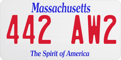 MA license plate 442AW2