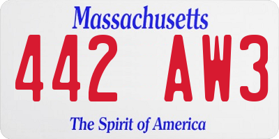 MA license plate 442AW3