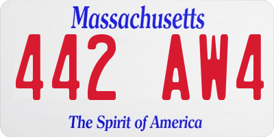 MA license plate 442AW4