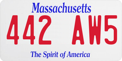 MA license plate 442AW5