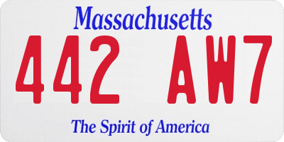 MA license plate 442AW7