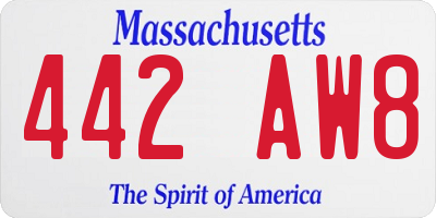 MA license plate 442AW8