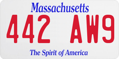 MA license plate 442AW9