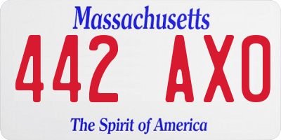MA license plate 442AX0