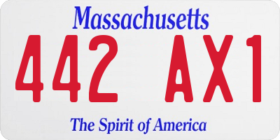 MA license plate 442AX1