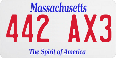 MA license plate 442AX3