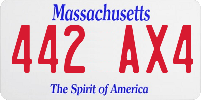 MA license plate 442AX4