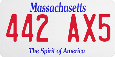 MA license plate 442AX5