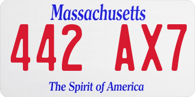MA license plate 442AX7