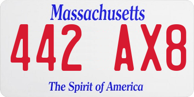 MA license plate 442AX8
