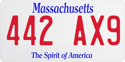MA license plate 442AX9