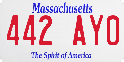 MA license plate 442AY0