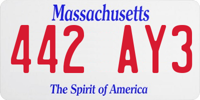 MA license plate 442AY3